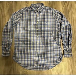 Polo Ralph Lauren Classic Fit Performance Twill Plaid Button Down Shirt Men lg